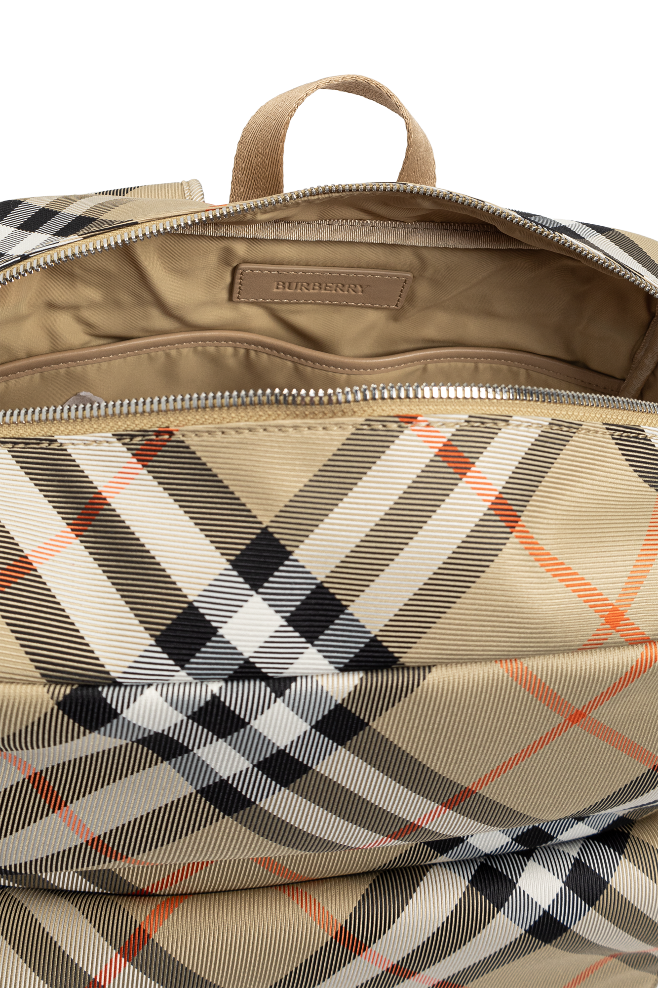 Beige Backpack with check pattern Burberry Kids Vitkac Italy